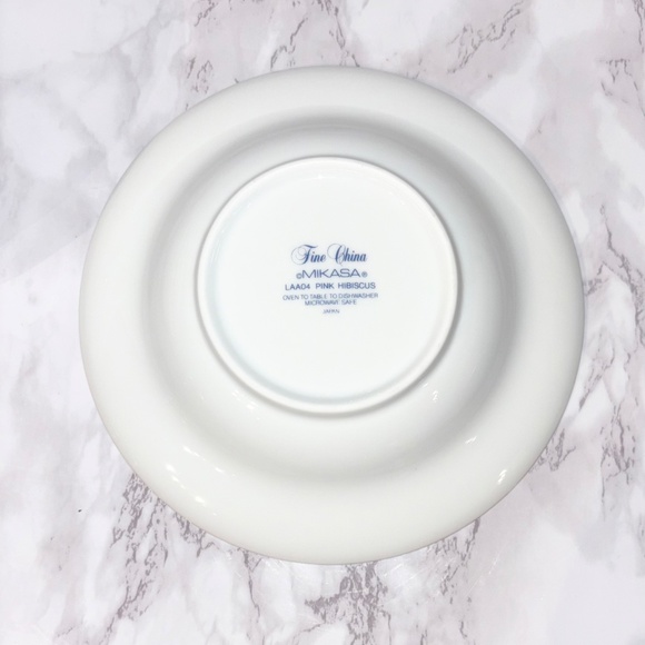 Vintage Mikasa Pink Hibiscus Wide Rimmed Bowl-set of 4 - Picture 3 of 6